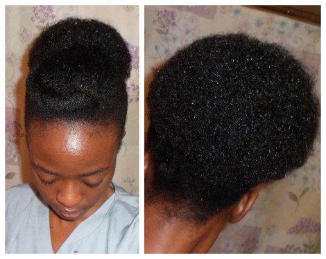 I achieved this puff buy twisting the hair in the front and pulling it back into a ponytail.