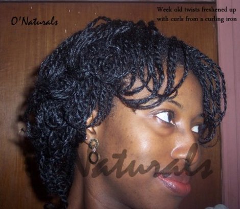 Week old twists curled with a curling iron