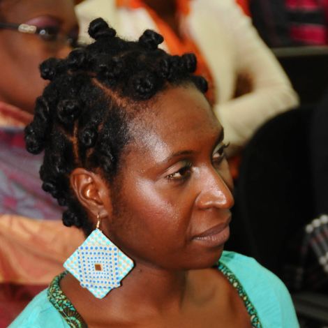 Mwanabibi at the ZedHair Natural Hair Show 2013 wearing bantu knots in her hair