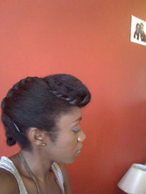 Pompadour and plait - side eview