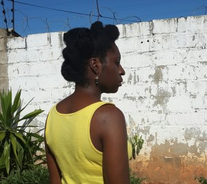 I plaited 10 really loose braids and tucked them in. I then took the two braids on the side and pinned them across for a kind of mohawk effect. 