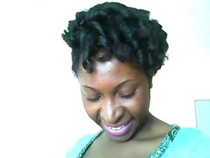 This look was achieved by setting damp hair with a mixture of shea butter and flax seed gel then using Curlformers.