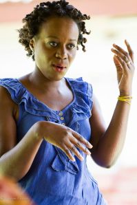 Nefuno unravelled her bantu knots to demonstrate a number of styles.