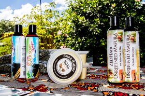 ZedHair Shea Butter, African Black Soap Shampoo and Mafura on sale at our workshop in March this year.